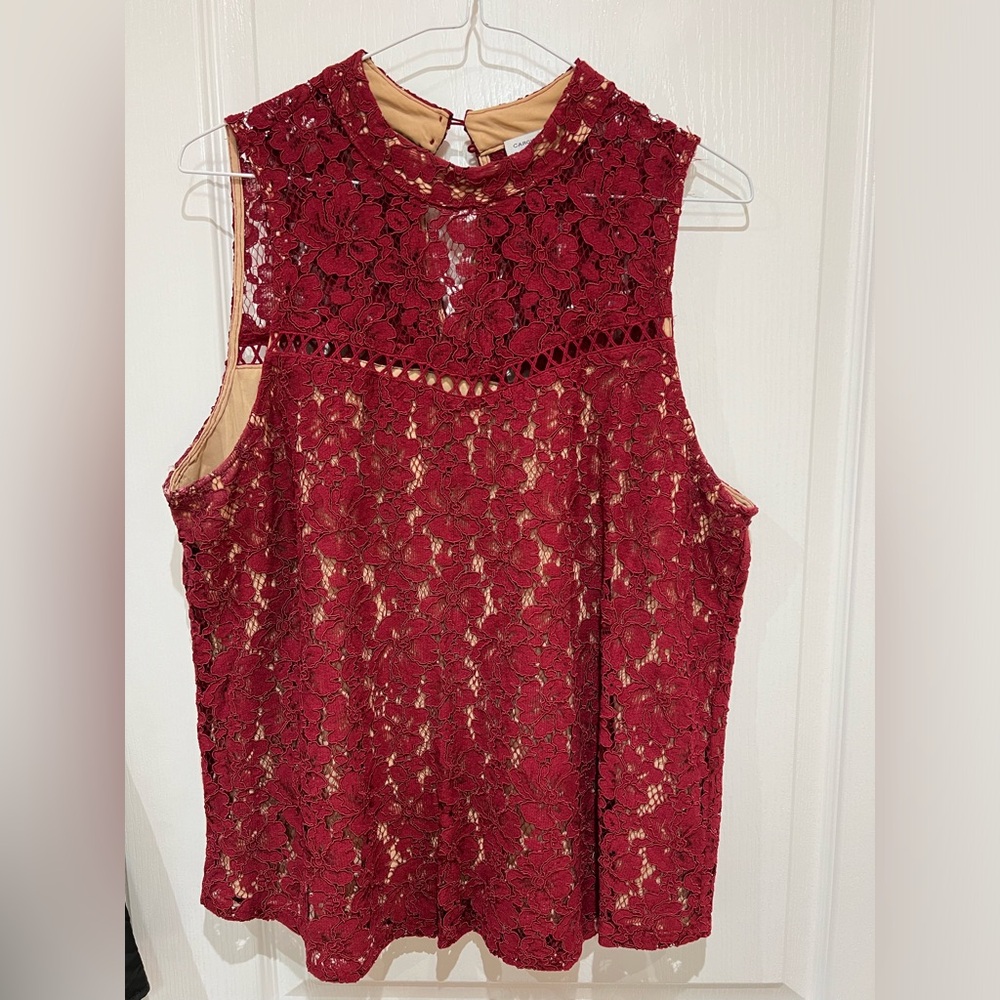 Womens Burgundy Lace Top size large